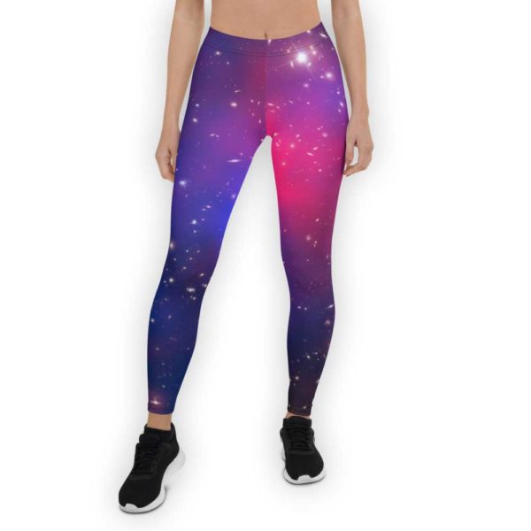 Blue and purple galaxy print leggings