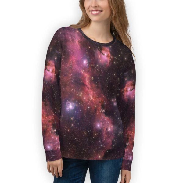 Dark Red Galaxy Sweatshirt for Adults