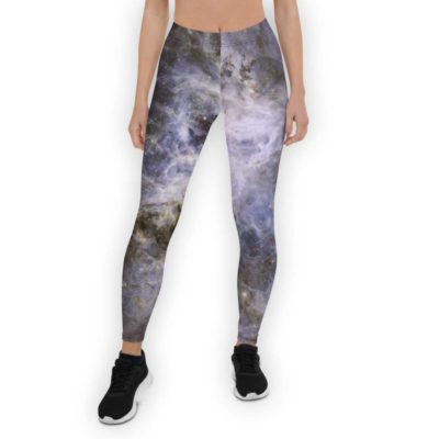Purple and white galaxy print leggings